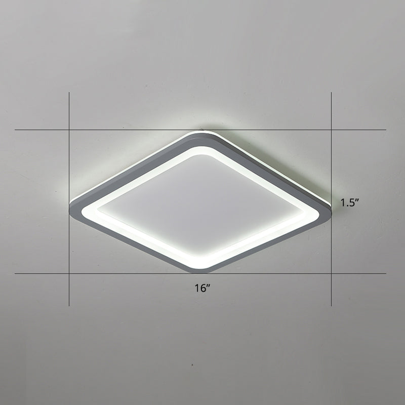 Super Thin Grey Nordic Metal Led Ceiling Light - Ideal For Living Room Surface Mounted / 16’