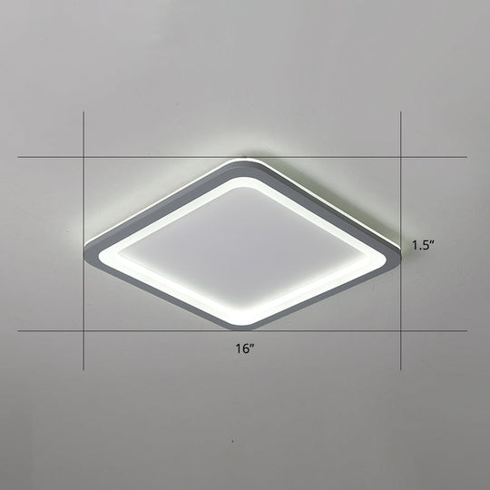 Super Thin Grey Nordic Metal Led Ceiling Light - Ideal For Living Room Surface Mounted / 16’