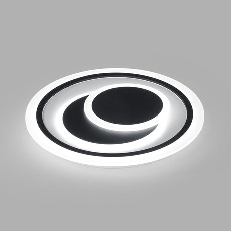 Minimalist Black Surface Mounted Led Ceiling Light For Bedroom - Disk Shape / 16.5