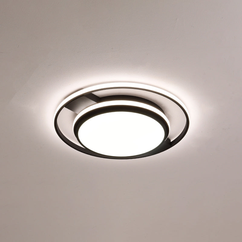 Nordic Black Round Acrylic Led Flushmount Ceiling Light For Living Room / 18 White