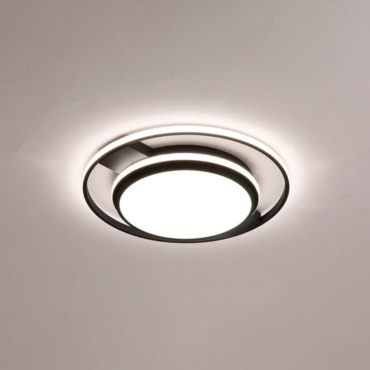 Nordic Black Round Acrylic Led Flushmount Ceiling Light For Living Room / 21.5 White