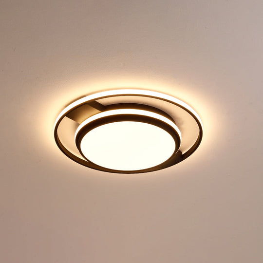 Nordic Black Round Acrylic Led Flushmount Ceiling Light For Living Room / 21.5 Third Gear