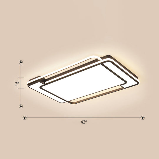 Sleek Living Room Illumination: Black Acrylic Led Rectangular Flush Mount Ceiling Lamp / 43’ White