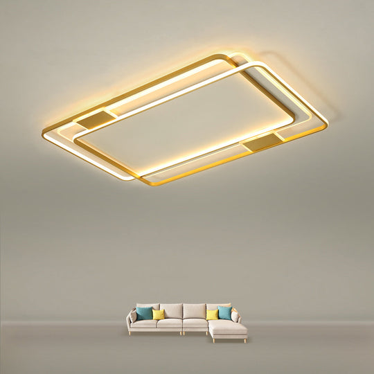 Contemporary Gold Led Ceiling Light For Living Room - Ultra-Thin & Acrylic Flush Mount
