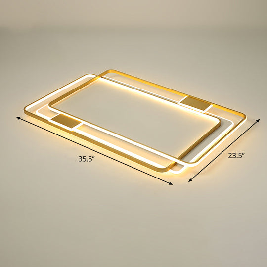 Contemporary Gold Led Ceiling Light For Living Room - Ultra-Thin & Acrylic Flush Mount / 35.5 Warm