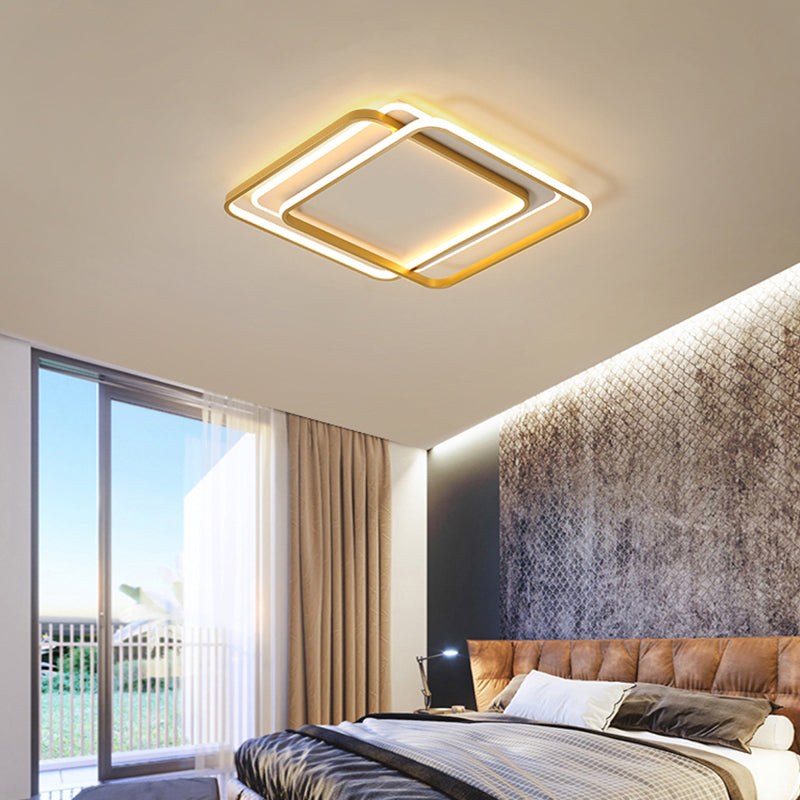 Contemporary Gold Led Ceiling Light For Living Room - Ultra-Thin & Acrylic Flush Mount