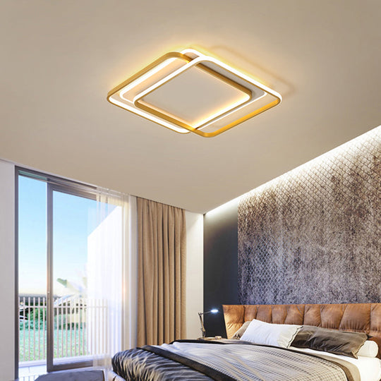 Contemporary Gold Led Ceiling Light For Living Room - Ultra-Thin & Acrylic Flush Mount