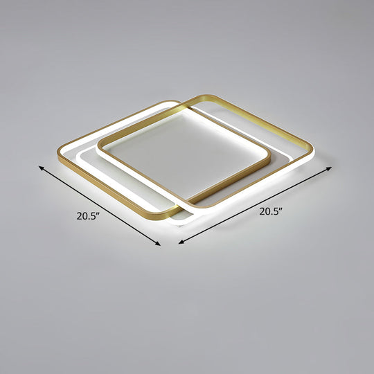 Contemporary Gold Led Ceiling Light For Living Room - Ultra-Thin & Acrylic Flush Mount / 20.5 White