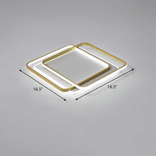 Contemporary Gold Led Ceiling Light For Living Room - Ultra-Thin & Acrylic Flush Mount / 16.5 White