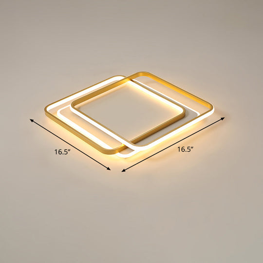 Contemporary Gold Led Ceiling Light For Living Room - Ultra-Thin & Acrylic Flush Mount / 16.5 Warm