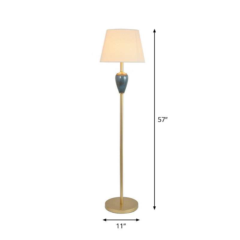 Rustic Empire Shade Floor Lamp - Single-Bulb Fabric Standing Light For Living Room