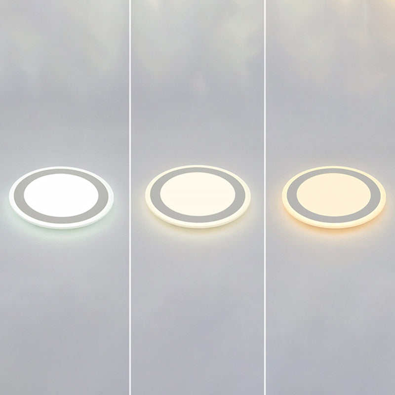 Minimalist White Led Acrylic Disk Flush-Mount Ceiling Light Fixture / 16.5 Third Gear