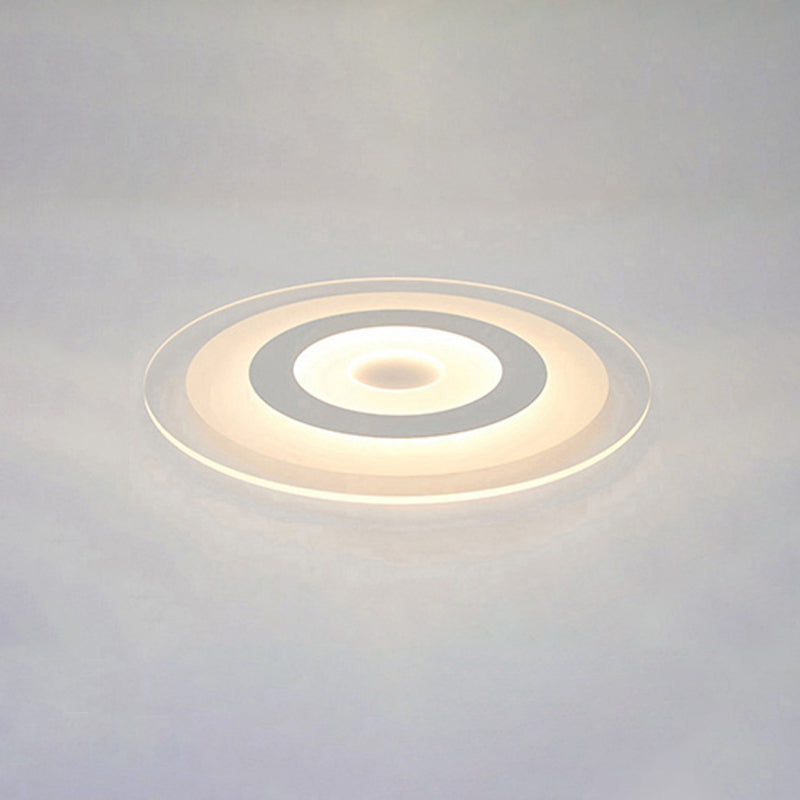 Sleek White Disc Foyer Flush Light With Acrylic Simplicity - Led Mount Ceiling Fixture