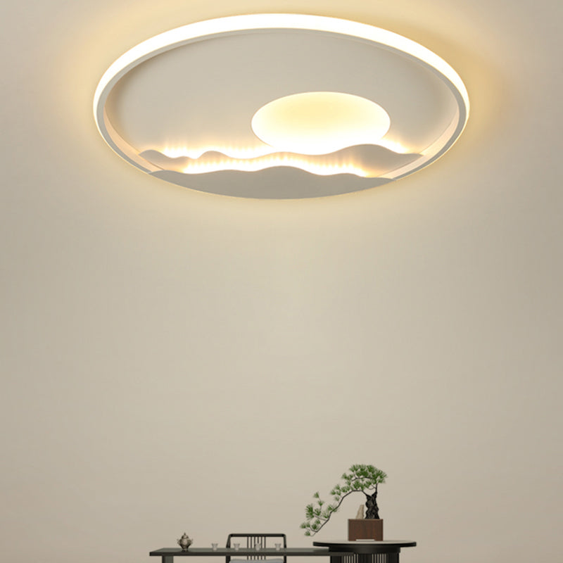 Modern Led Ceiling Light - Stylish Metal Flush Mount For Living Room White Shade
