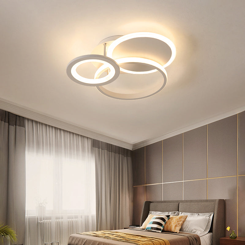 Minimalist White Halo Ring Led Ceiling Light For Bedroom - Flush Mount