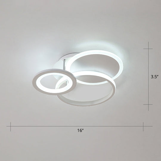 Minimalist White Halo Ring Led Ceiling Light For Bedroom - Flush Mount / 16