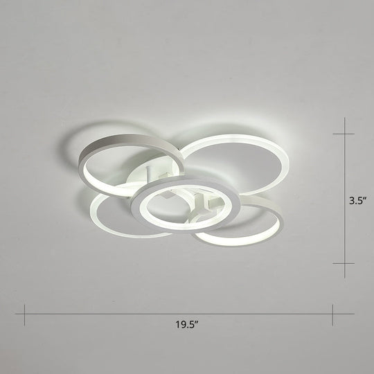 Minimalist White Halo Ring Led Ceiling Light For Bedroom - Flush Mount / 19.5’