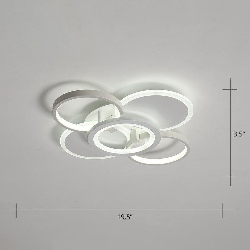 Minimalist White Halo Ring Led Ceiling Light For Bedroom - Flush Mount / 19.5