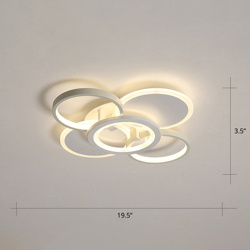 Minimalist White Halo Ring Led Ceiling Light For Bedroom - Flush Mount / 19.5’ Warm