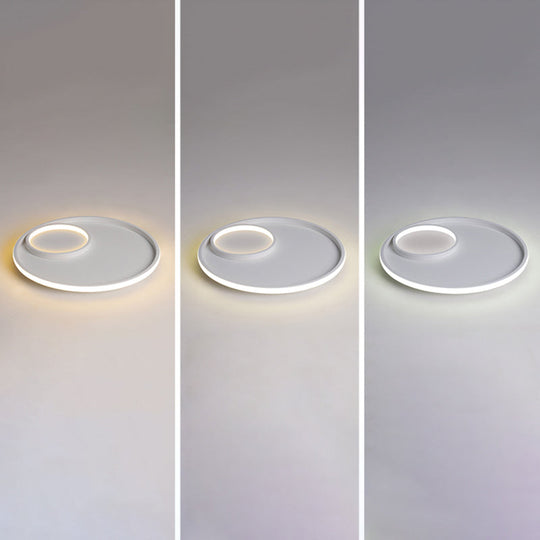 Nordic Halo Led Ceiling Light - Metal Bedroom Flush Mount Fixture White / Third Gear