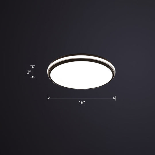 Round Led Flush Mount Ceiling Light For Bedroom Black / 16