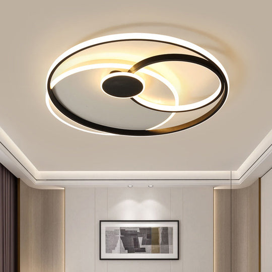 Nordic Metal Led Ceiling Flush Light - Circle Design In Black & White