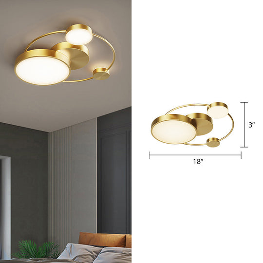 Sleek Led Flush Mount Ceiling Light With Orbit - Inspired Design And Acrylic Shade Gold / Third Gear