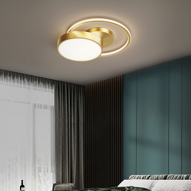 Sleek Led Flush Mount Ceiling Light With Orbit - Inspired Design And Acrylic Shade