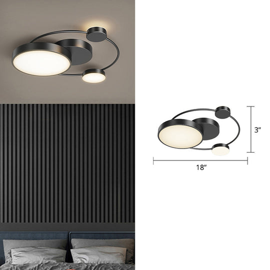 Sleek Led Flush Mount Ceiling Light With Orbit - Inspired Design And Acrylic Shade Black / Third