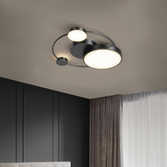 Sleek Led Flush Mount Ceiling Light With Orbit - Inspired Design And Acrylic Shade