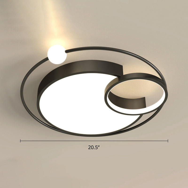 Nordic Moon Led Metal Ceiling Light For Bedroom Black / 20.5 White