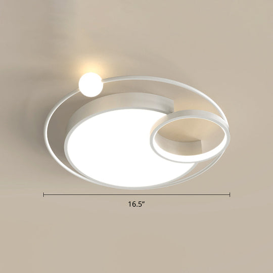 Nordic Moon Led Metal Ceiling Light For Bedroom White / 16.5