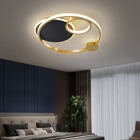 Postmodern Multi-Ring Metal Led Flush Mount Ceiling Lamp For Bedroom Light
