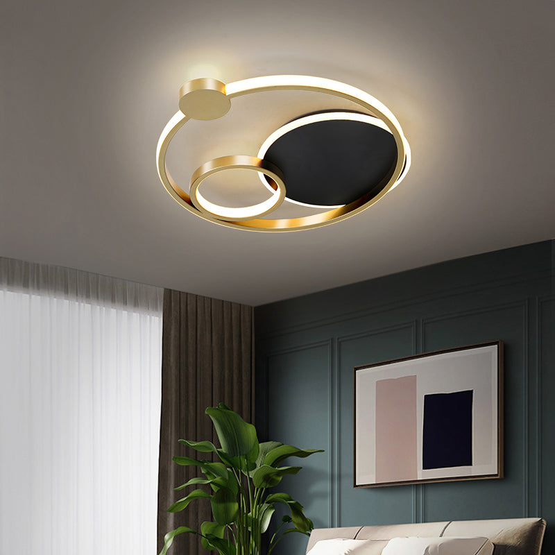 Postmodern Multi-Ring Metal Led Flush Mount Ceiling Lamp For Bedroom Light