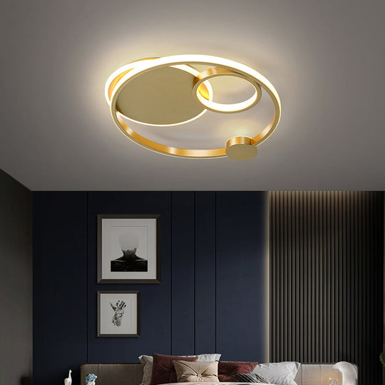Postmodern Multi-Ring Metal Led Flush Mount Ceiling Lamp For Bedroom Light