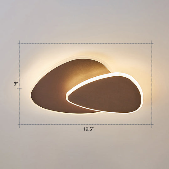 Nordic Style Triangular Led Ceiling Light With Metal Flush Fixture For Bedrooms Coffee / 19.5’ Warm