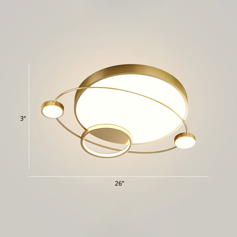 Minimalistic Led Ceiling Lamp For Bedroom With Orbit Shape And Acrylic Material Gold / 26’ Third