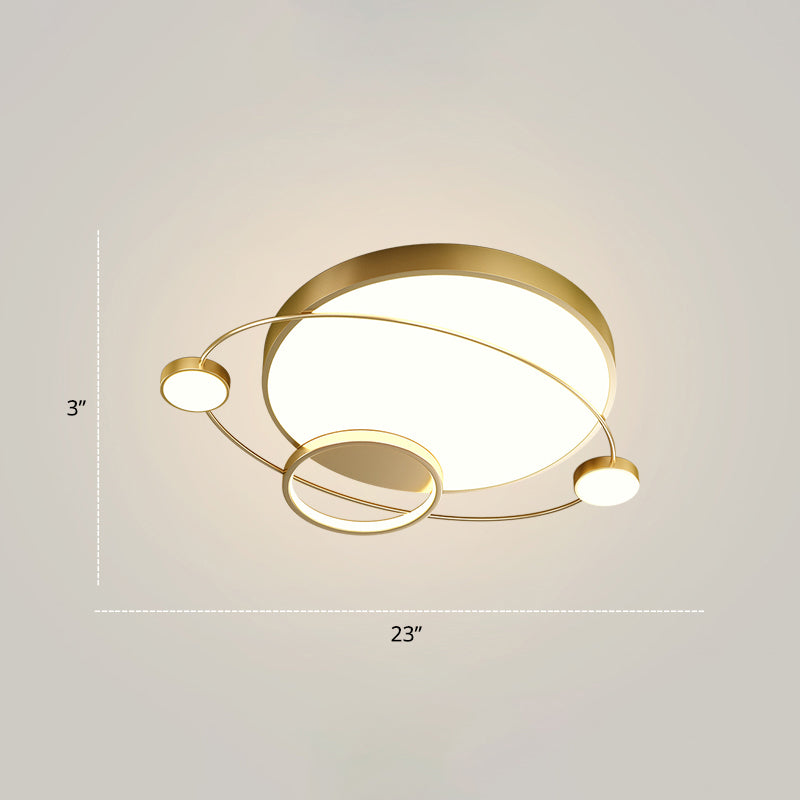 Minimalistic Led Ceiling Lamp For Bedroom With Orbit Shape And Acrylic Material Gold / 23’ Third