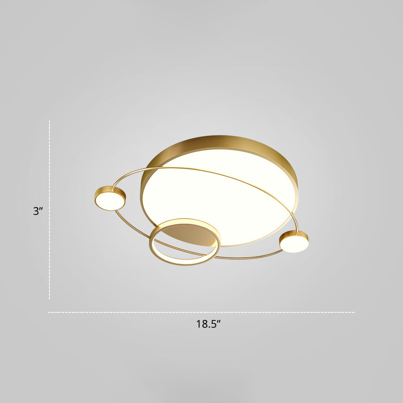 Minimalistic Led Ceiling Lamp For Bedroom With Orbit Shape And Acrylic Material Gold / 18.5’ White