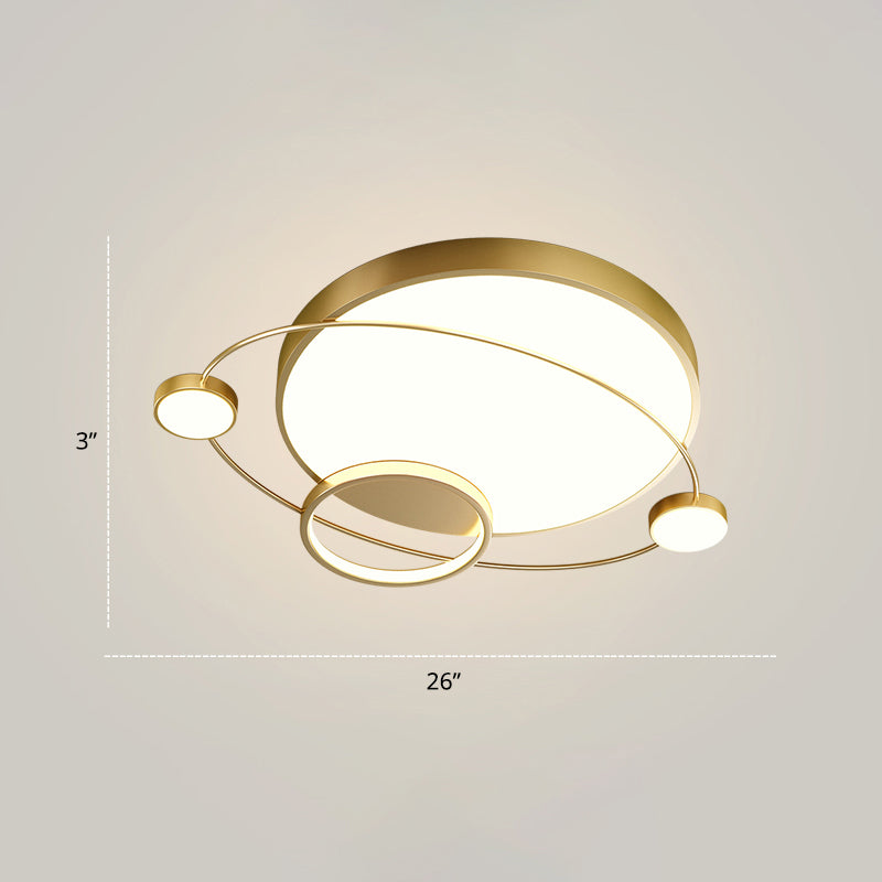 Minimalistic Led Ceiling Lamp For Bedroom With Orbit Shape And Acrylic Material Gold / 26’ Remote