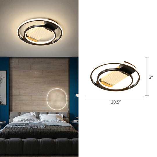 Halo Led Flush Ceiling Light In Black - Sleek Metallic Design Perfect For Bedrooms / 20.5 White
