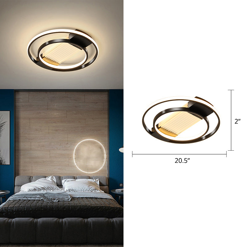 Halo Led Flush Ceiling Light In Black - Sleek Metallic Design Perfect For Bedrooms / 20.5 Third Gear