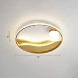 Metal Sunset & Sea Led Ceiling Light With Halo Ring For Bedroom Flush Mounting Gold / 16 Third Gear