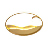 Metal Sunset & Sea Led Ceiling Light With Halo Ring For Bedroom Flush Mounting