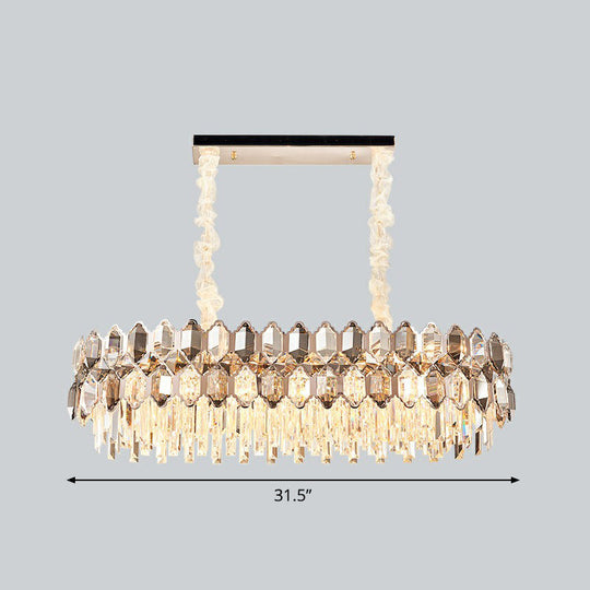 Contemporary Gold Plated K9 Crystal Chandelier For Living Room - Dark Tan Geometric Design Deep /