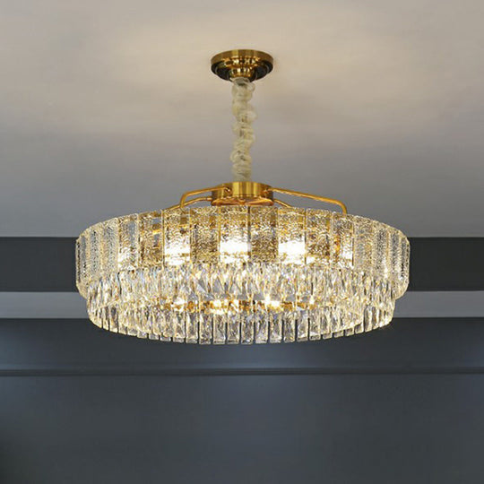 Modalight Circular Chandelier: Elegant Light Tan K9 Crystal Lamp For Bedroom