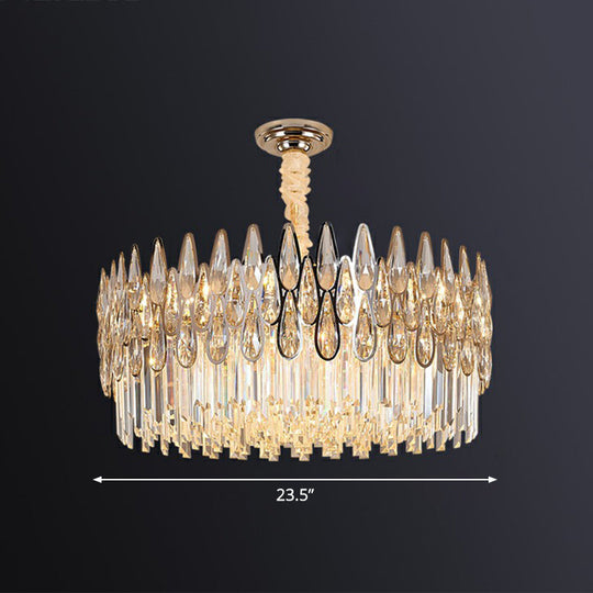 Minimalist K9 Crystal Drum Pendant Light For Living Room Chandelier 11 / Clear