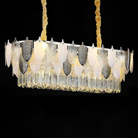 Modern Clear Crystal Leaf Pendant Chandelier - Stylish Suspension Light For Living Room 10 /
