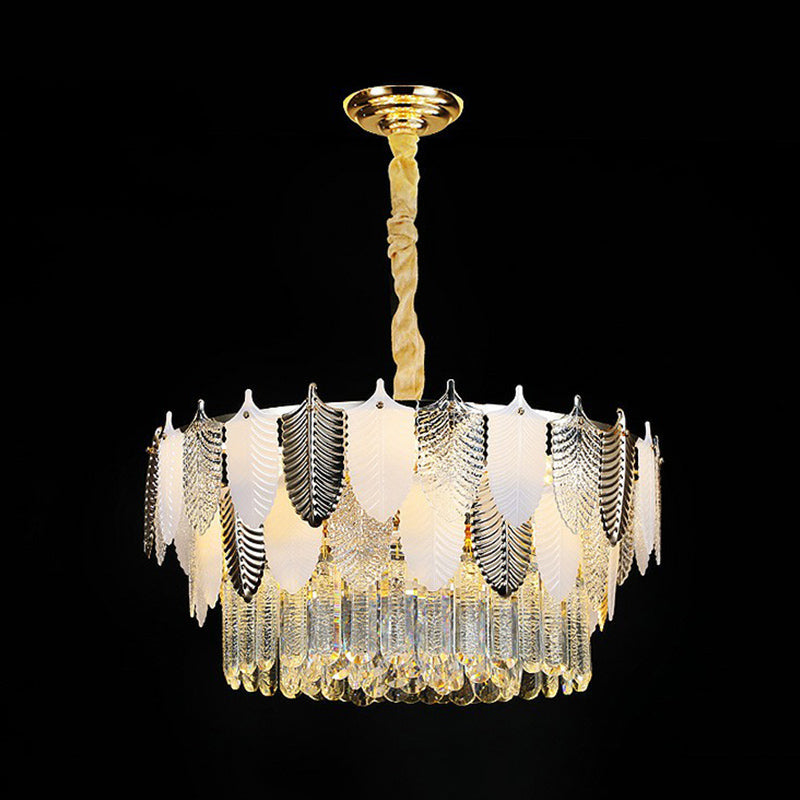 Modern Clear Crystal Leaf Pendant Chandelier - Stylish Suspension Light For Living Room 11 /