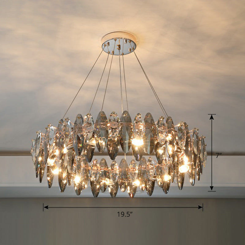 Minimalist Crystal Clear Oval Pendant Ceiling Light For Restaurants